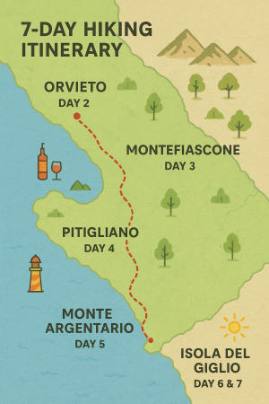 7-Day Walking & Discovery Journey: Orvieto to Isola del Giglio/October 2nd-7th, 2026